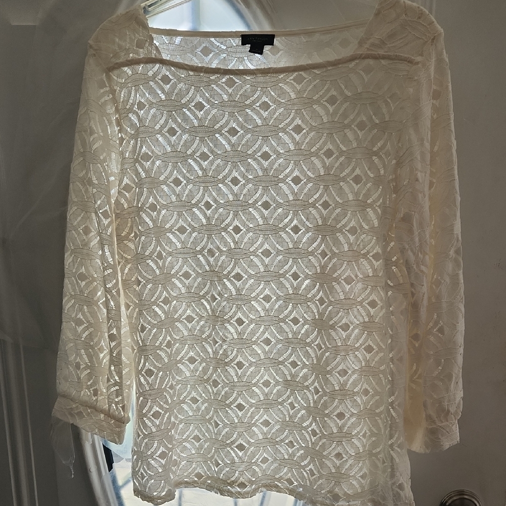 Ann Taylor Factory Cream Lace Top